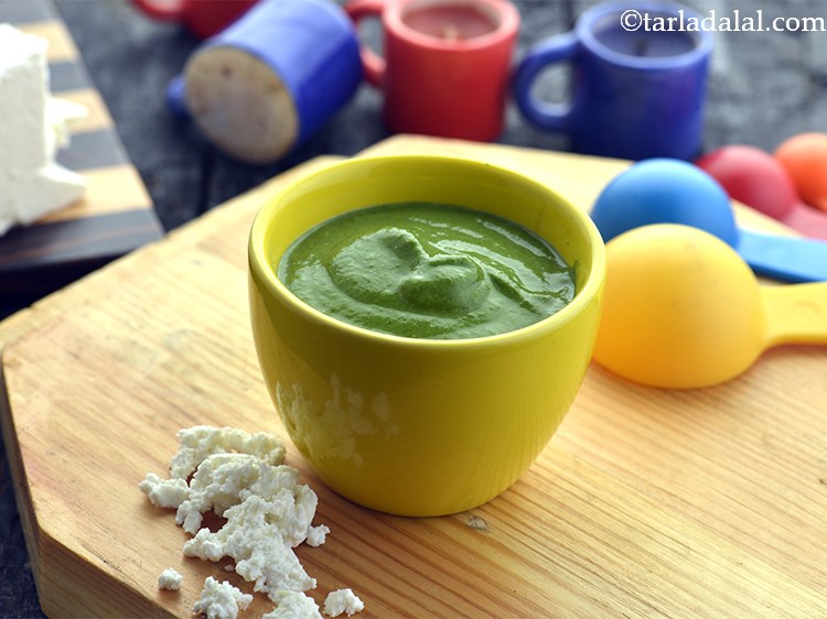 Step 22 – Transfer <strong>Spinach Paneer Puree for Babies</strong> into attractive bowls and feed it to your baby …