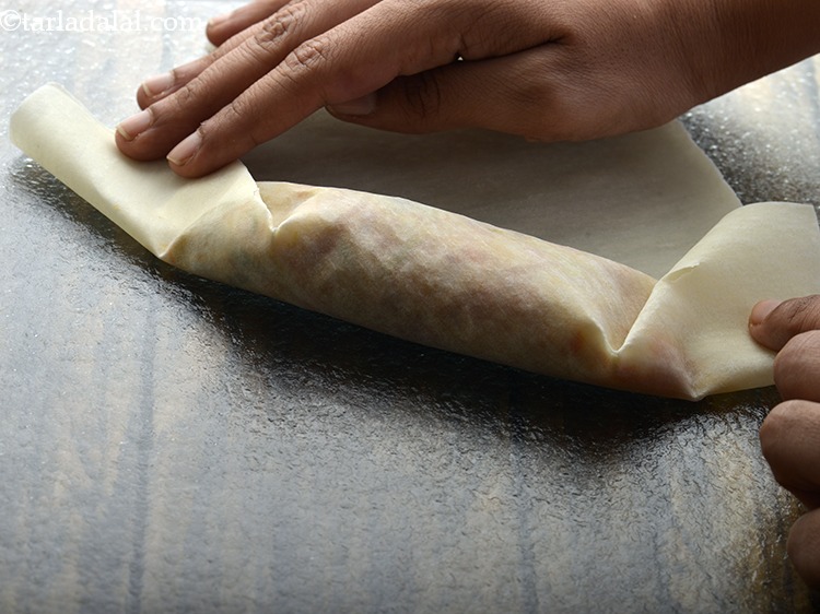 Step 21 – Fold over from both the sides one by one towards the center ensuring no air …