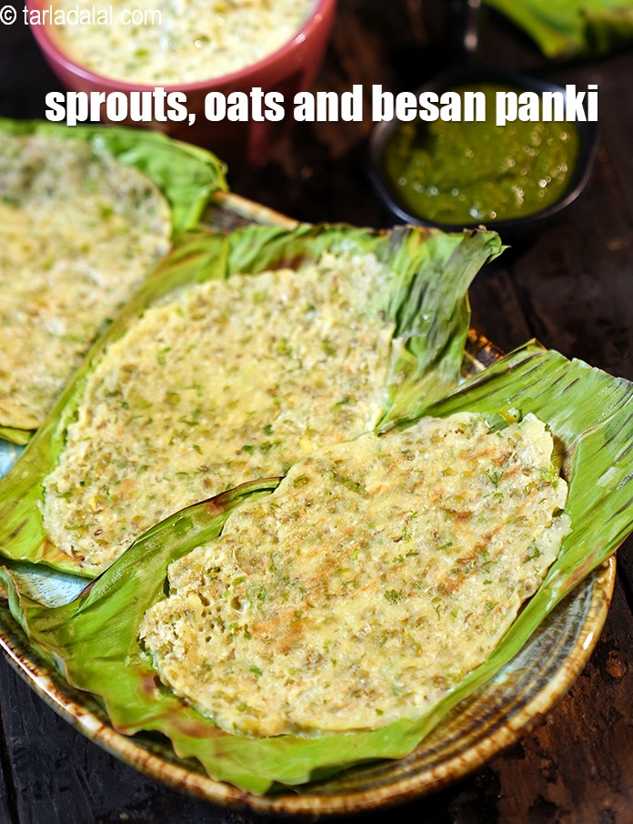 Step 26 – <meta charset="UTF-8" />Serve&nbsp;<strong>moong sprouts panki </strong>hot with healthy green chutney.&nbsp;<br /> &nbsp;