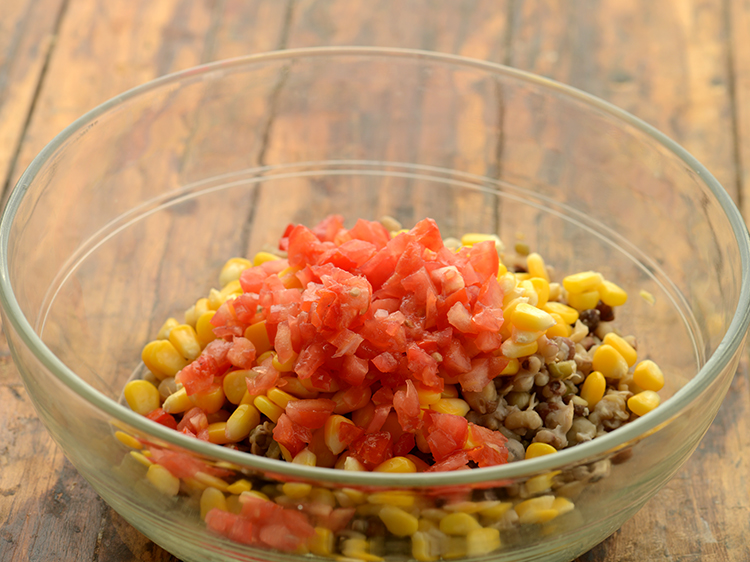 Step 4 – Add chopped tomatoes.