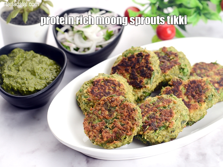 Step 17 – Serve <strong>sprouts tikki</strong> immediately with <a href="https://www.tarladalal.com/green-chutney-22266r">green chutney</a>.
