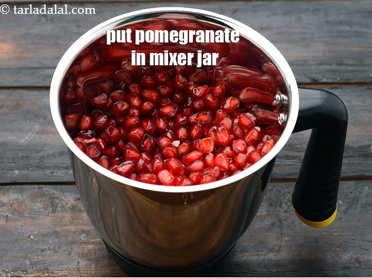 Step 3 – Take 2 cups&nbsp;<a href="https://www.tarladalal.com/glossary-pomegranate-anar-587i">pomegranate (anar)</a> and put in a big mixer jar.&nbsp;