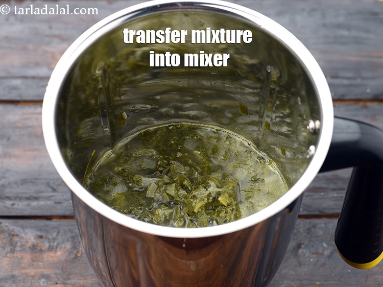 Step 12 – Transfer the mixture into a big mixer jar. Always use a big mixer jar so …