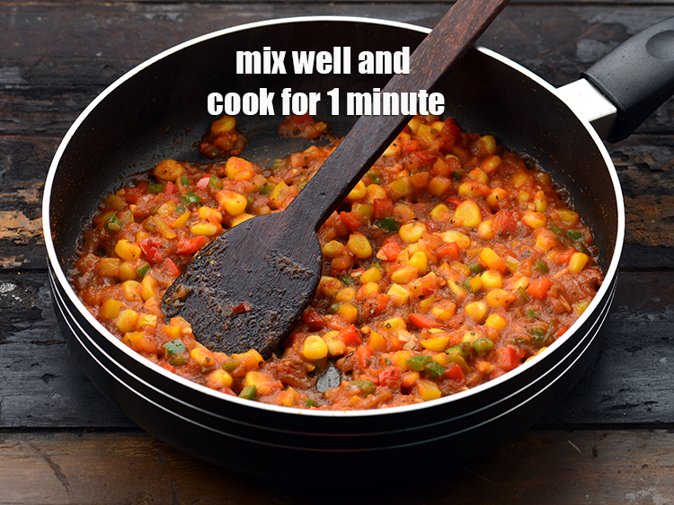 Step 18 – Mix well and cook on a medium flame for 1 minute, while stirring occasionally.