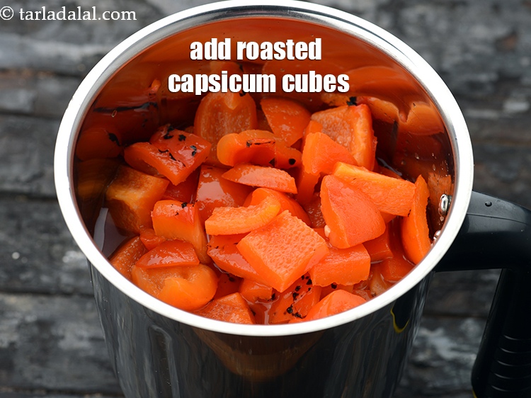 Step 22 – Add the roasted capsicum cubes.&nbsp;