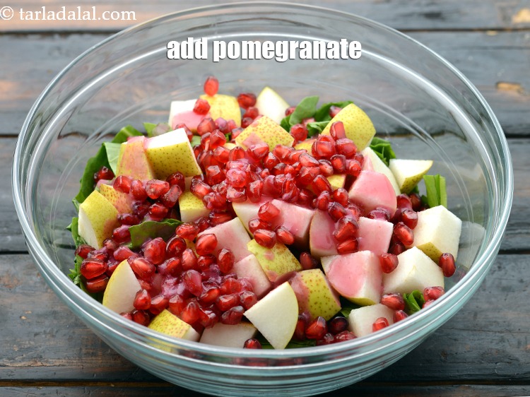Step 16 – Add 1/2 cup&nbsp;<a href="https://www.tarladalal.com/glossary-pomegranate-anar-587i">pomegranate (anar)</a>.&nbsp;