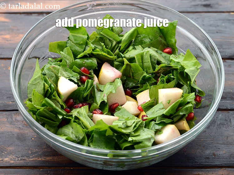 Step 17 – Add 3 tbsp&nbsp;<a href="https://www.tarladalal.com/glossary-pomegranate-juice-anar-ka-ras-anar-ka-juice-1604i">pomogranate juice</a>. You can also use readymade juice.&nbsp;