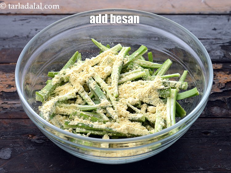 Step 10 – Add 2 tbsp&nbsp;<a href="https://www.tarladalal.com/glossary-besan-chana-dal-flour-bengal-gram-flour-952i">besan (bengal gram flour)</a>. This helps in binding the masalas and coating …