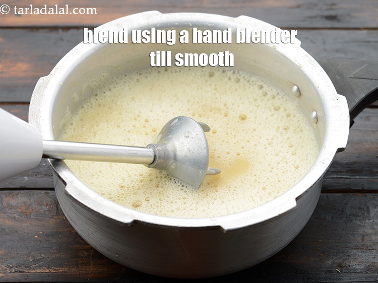 Step 10 – Blend it using a hand blender to a smooth mixture.