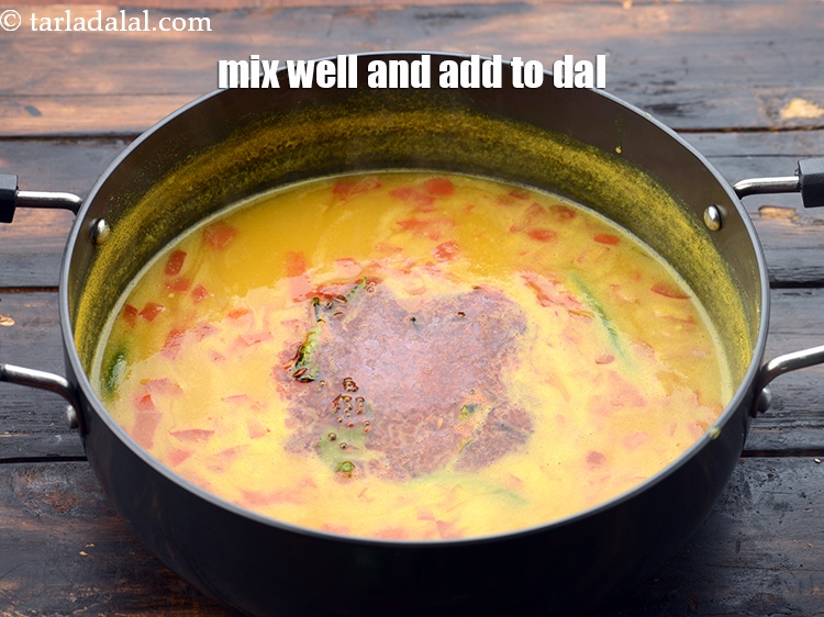Step 30 – Mix well and immediately add it to the boiling dal.