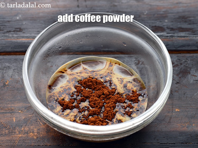 Step 4 – Add 2 1/4 tsp&nbsp;<a href="https://www.tarladalal.com/glossary-coffee-powder-356i">coffee powder</a>.