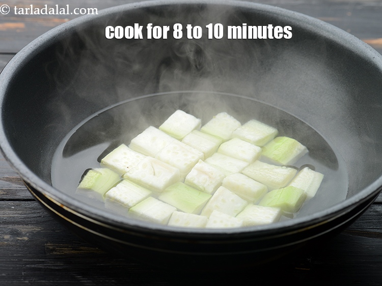 Step 21 – Cook on a medium flame for 8 to 10 minutes or till the bottle gourd …