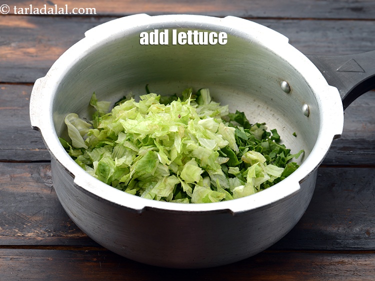 Step 5 – Add 3/4 cup&nbsp;<a href="https://www.tarladalal.com/glossary-chopped-iceberg-lettuce-2187i">chopped iceberg lettuce</a>.