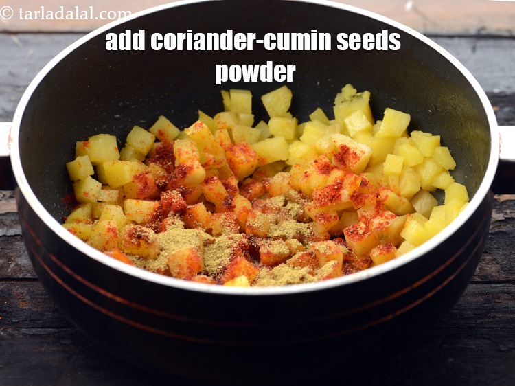 Step 11 – Add 1/2 tsp&nbsp;<a href="https://www.tarladalal.com/glossary-coriander-cumin-seeds-powder-dhania-jeera-powder-375i">coriander-cumin seeds (dhania-jeera) powder</a>.&nbsp;