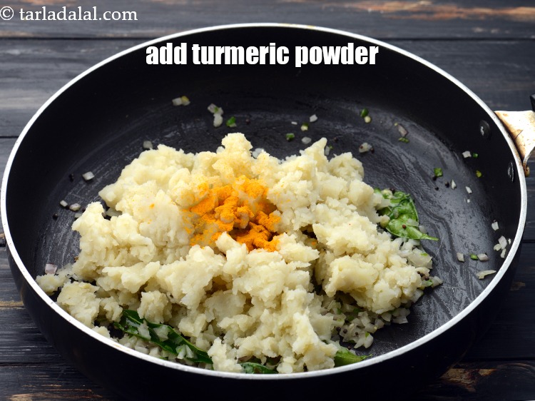 Step 14 – Add 1/4 tsp&nbsp;of&nbsp;<a href="https://www.tarladalal.com/glossary-turmeric-powder-haldi-645i">turmeric powder (haldi)</a>.&nbsp;