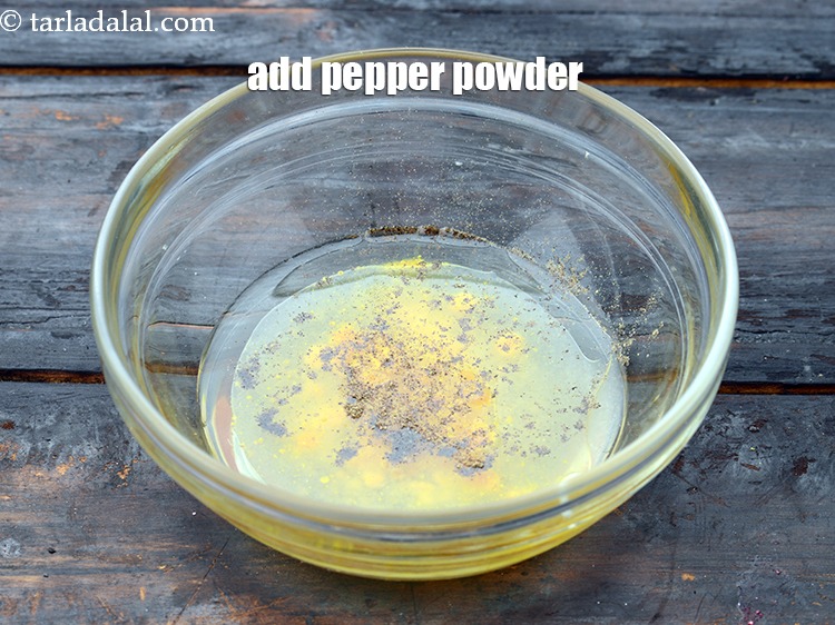 Step 12 – Add 1/2&nbsp;tsp&nbsp;<a href="https://www.tarladalal.com/glossary-freshly-ground-black-pepper-kalimirch-powder-kali-mirch-ka-powder-567i">freshly ground black pepper (kalimirch)</a>&nbsp;to taste.