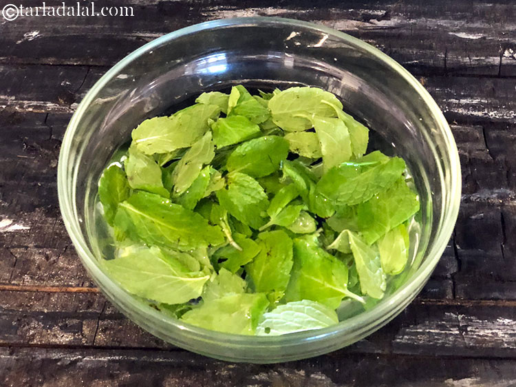 Step 3 – Put the mint leaves in a bowl of water and wash them to get rid …