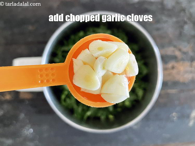 Step 4 – Add&nbsp;<meta charset="UTF-8" />2&nbsp;large&nbsp;<a href="glossary-garlic-cloves-1857i">garlic (lehsun) cloves</a>&nbsp;, chopped.
