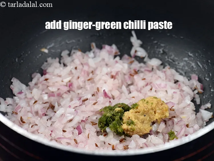 Step 20 – Add ginger-green chilli paste.