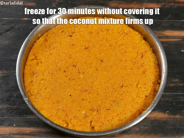 Step 23 – Freeze for 30 minutes without covering it so that the coconut mixture firms up.