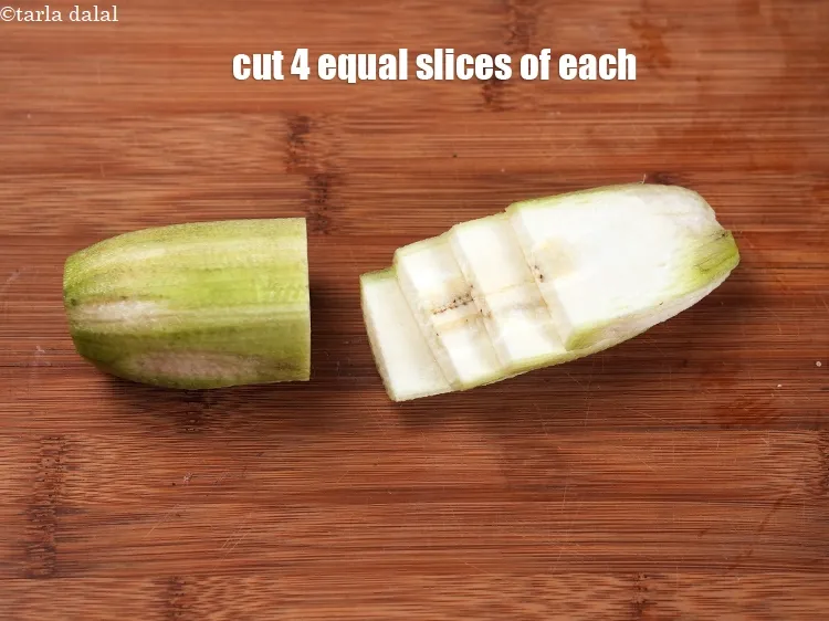 Step 19 – Cut 4 equal slices of each half.
