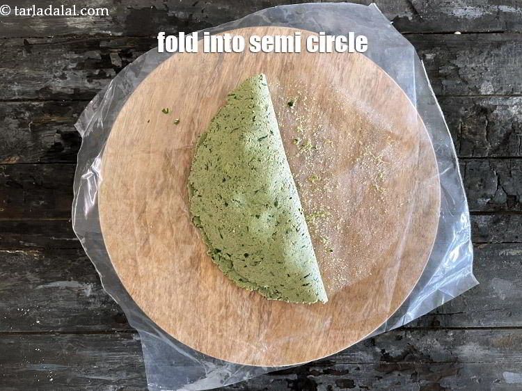 Step 29 – Fold it over to make a semi-circle.