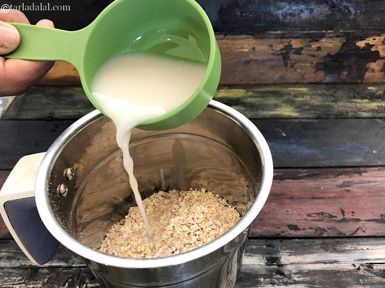 Step 3 – Add 1/2 cup of unsweetened almond milk.