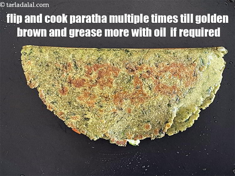 Step 35 – You need to flip the paratha over multiple times and cook it till golden brown. …