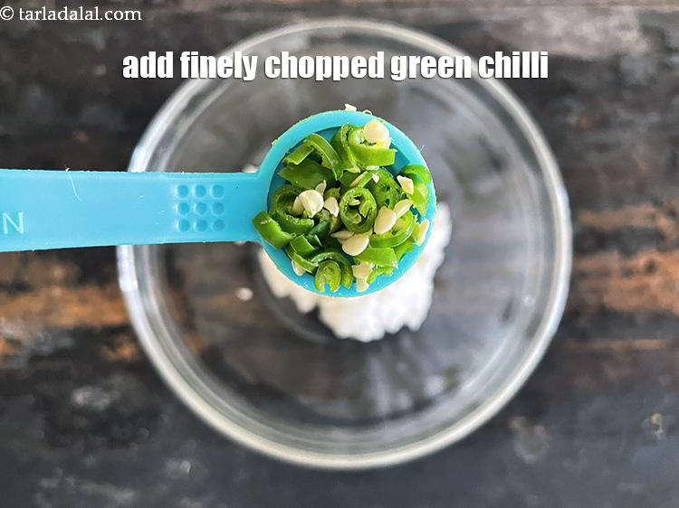 Step 20 – Add 1/2 tsp&nbsp;finely chopped&nbsp;<a href="glossary-green-chillies-hari-mirch-331i">green chilli</a>.