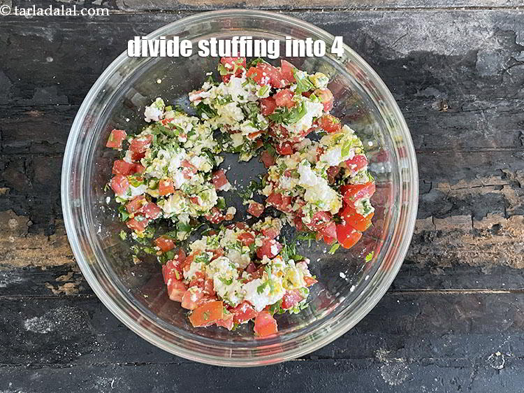 Step 27 – Divide paneer stuffing into 4.