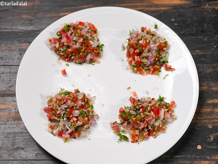 Step 10 – Divide the topping into 4 equal portions.