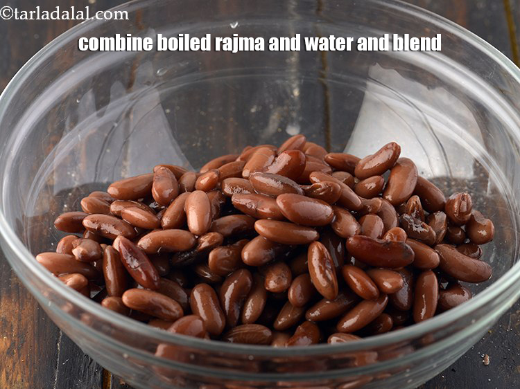 Step 5 – Combine the <a href="https://www.tarladalal.com/glossary-boiled-rajma-1341i">boiled rajma (kidney beans)</a> and 3 tbsp of water in a mixer …