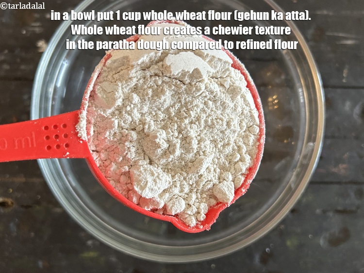 Step 3 – In a bowl put&nbsp;<meta charset="UTF-8" />1 cup&nbsp; <a href="glossary-whole-wheat-flour-gehun-ka-atta-gehun-ka-aata-429i">whole wheat flour (gehun ka atta)</a>.&nbsp;Whole wheat …