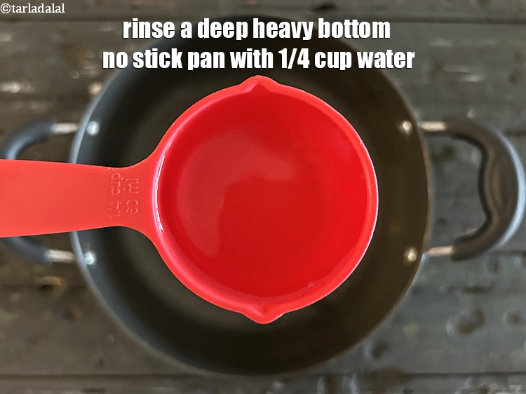 Step 3 – <meta charset="UTF-8" /> To make the basundi recipe, rinse a deep thick pan with &frac14; …
