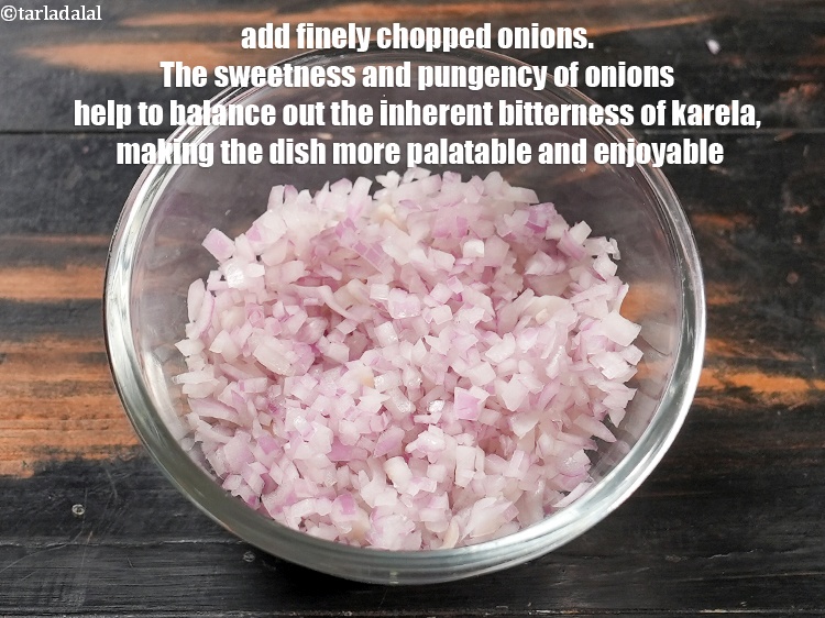 Step 3 – In a deep bowl, add 1 cup finely <a href="https://www.tarladalal.com/glossary-chopped-onions-722i">chopped onions</a>. The sweetness and pungency …