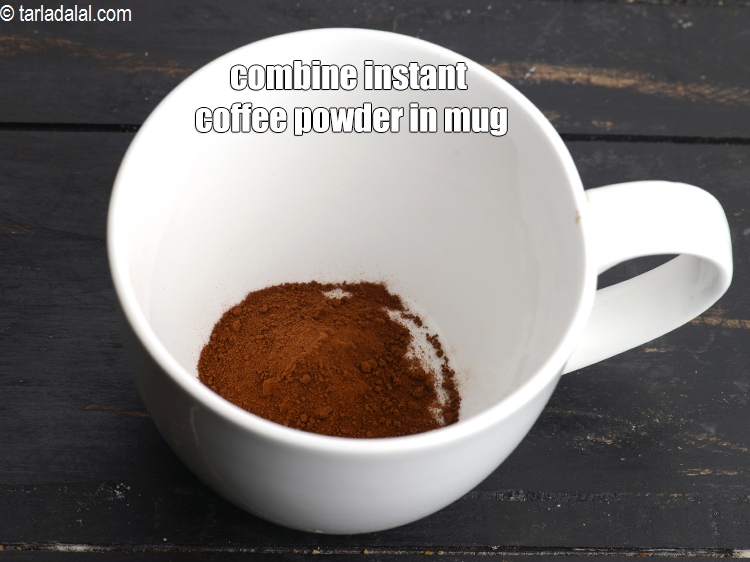 Step 3 – To make <strong>coffee</strong>, combine 1 tsp <a href="https://www.tarladalal.com/glossary-instant-coffee-powder-357i">instant coffee powder</a> in a mug.