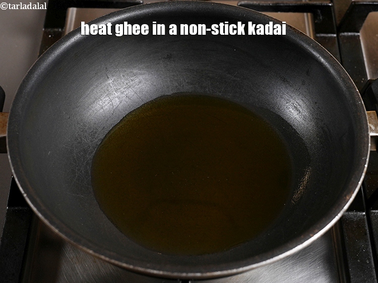 Step 3 – To make <strong>atte ka halwa</strong>, heat ghee in a non-stick kadai. Do not compromise on …