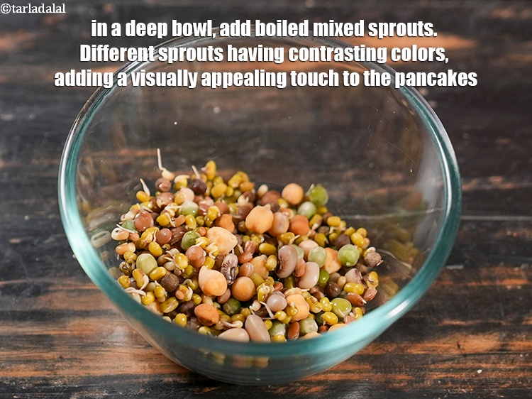 Step 3 – To make <strong>jowar sprouts pancake recipe&nbsp;|&nbsp;healthy mixed sprouts uttapam&nbsp;|&nbsp;mixed sprouts pancakes&nbsp;|</strong>&nbsp;in a deep bowl, add …