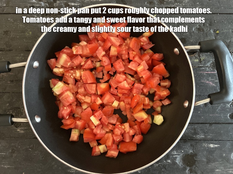 Step 3 – In a deep non-stick pan put&nbsp;<meta charset="UTF-8" />2 cups&nbsp;roughly&nbsp;<a href="glossary-chopped-tomatoes-779i">chopped tomatoes</a>.&nbsp;Tomatoes add a tangy and …