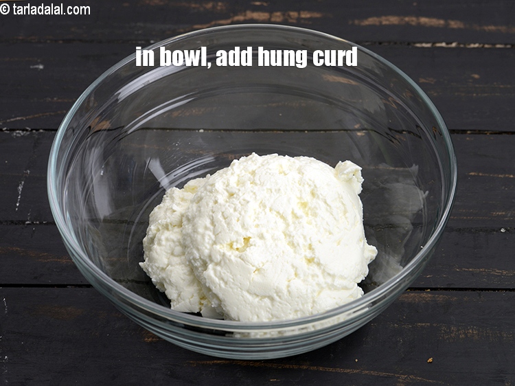 Step 3 – To make <strong>dahi ke sholay</strong>, in a deep bowl, add 1 cup hung <a href="https://www.tarladalal.com/glossary-curd-dahi-yogurt-yoghurt-383i">curd …
