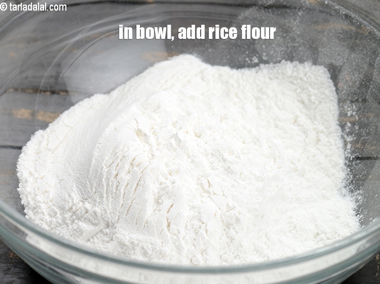 Step 3 – To make<strong> instant palak dosa</strong>, in a deep bowl, add 1 cup&nbsp;<a href="https://www.tarladalal.com/glossary-rice-flour-chawal-ka-atta-534i">rice flour (chawal …