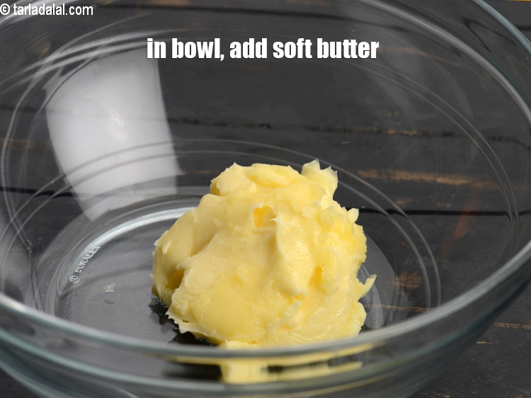 Step 5 – To make <strong>eggless lemon cupcake</strong>, in a deep bowl, add &frac14; cup of <a href="https://www.tarladalal.com/glossary-soft-butter-naram-makhan-1942i">soft …
