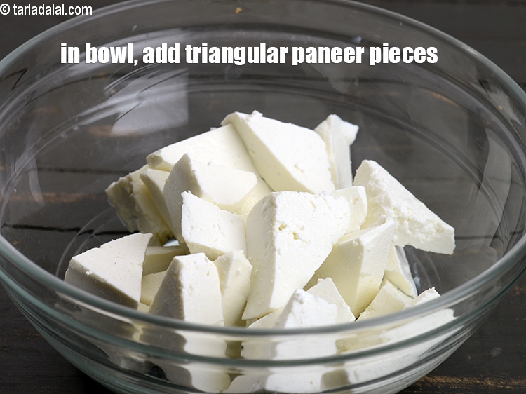Step 4 – To make<strong> paneer hot pan</strong>, in a deep bowl, add 2 cups triangular&nbsp;<a href="https://www.tarladalal.com/glossary-paneer-cottage-cheese-chenna-985i">paneer (cottage …