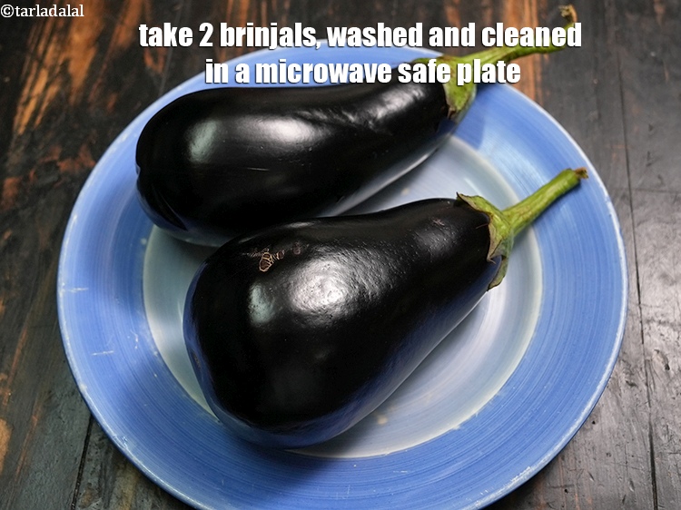 Step 3 – To make <strong>baingan bharta in a microwave | baingan ka bhurta using microwave | roasted …