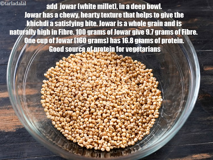 Step 3 – To make<strong> jowar palak khichdi</strong>, take &frac34; cup <a href="https://www.tarladalal.com/glossary-jowar-sorghum-white-millet-479i">jowar (white millet)</a>, in a deep …