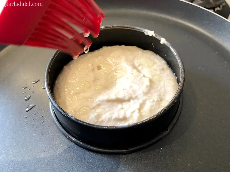 Step 11 – Grease the top of the uncooked &nbsp;pancake with a little olive oil as we are …
