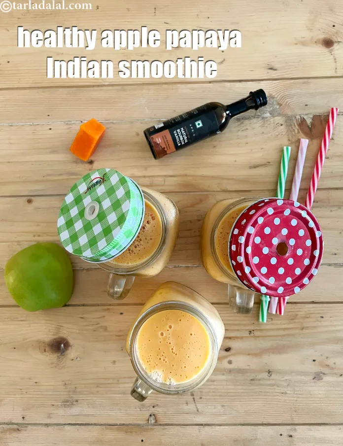 Step 15 – Serve <strong>papaya green apple smoothie recipe | healthy apple papaya Indian&nbsp;smoothie | seb papaya smoothie …