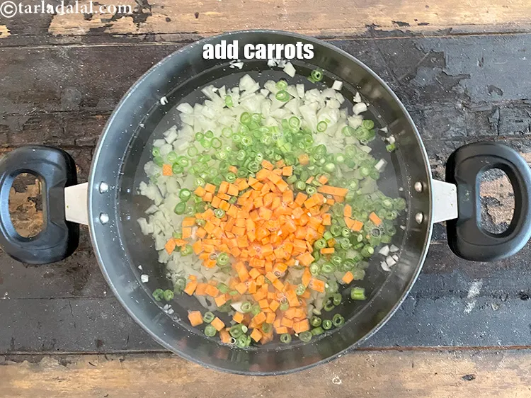Step 6 – Add 1/2 cup carrots.