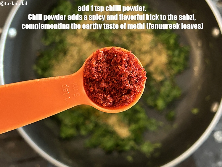 Step 12 – Add&nbsp;<meta charset="UTF-8" />1 tsp&nbsp;<a href="glossary-chilli-powder-red-chilli-powder-339i">chilli powder</a>.&nbsp;Chili powder adds a spicy and flavorful kick to the …