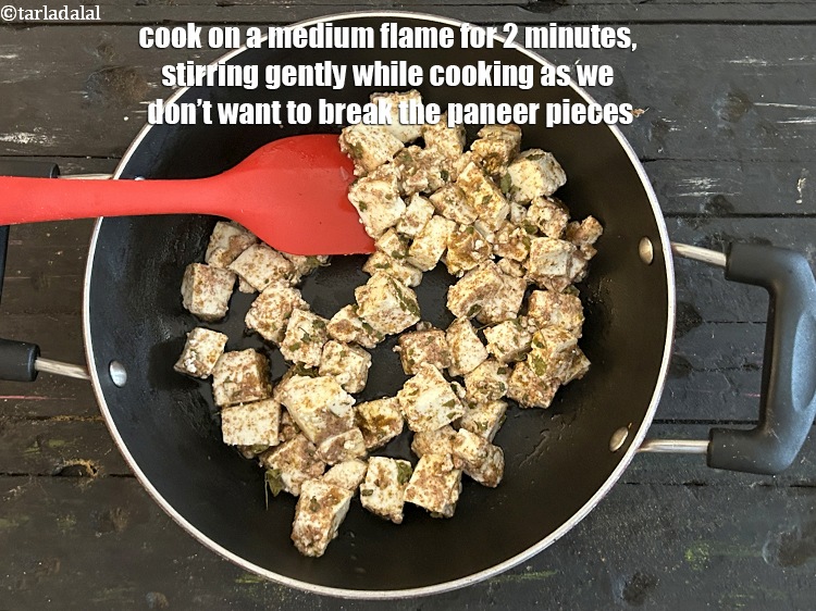 Step 12 – Cook on a medium flame for 2 minutes, stiring gently to prevent the paneer pieces …